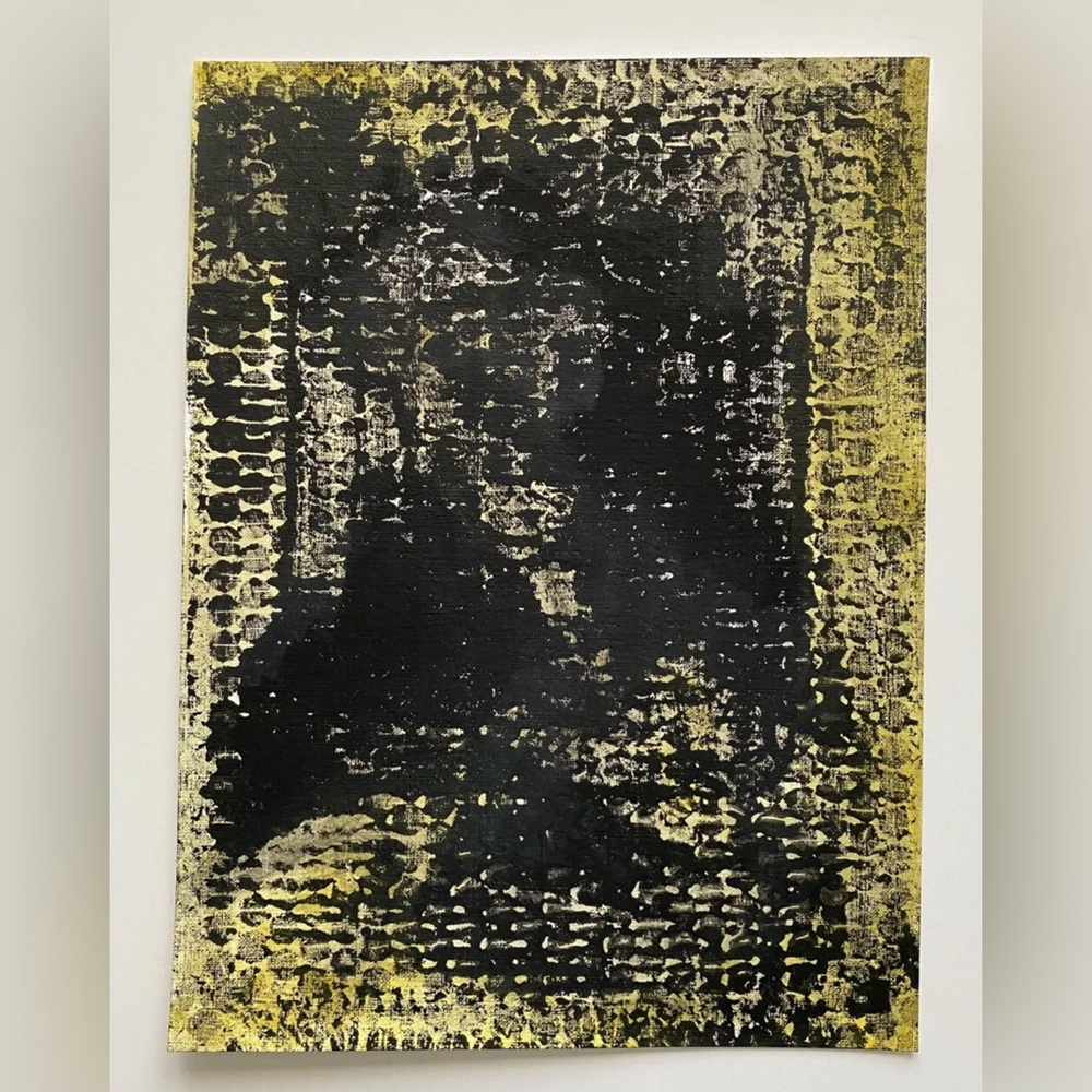 Abstract Acrylic Original Painting On Canvas Paper 9X12 Yellow